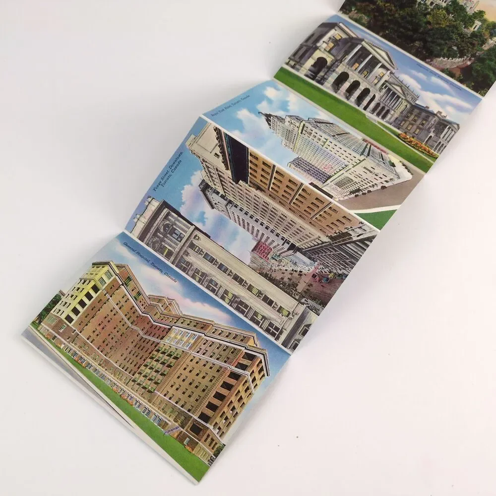 Toronto Ontario Canada 1940s Fold-Out‎ Postcards Buildings Night Community City
